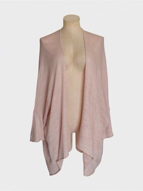 Solutions Blush Pink Cotton Blend Open Front Draped Handkerchief Cardigan